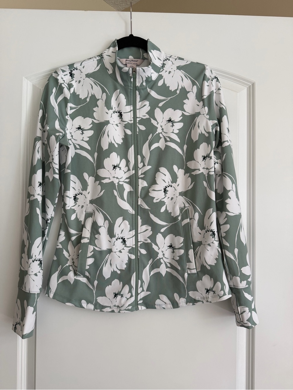 Tommy Bahama Sage Green and White Floral Utility Jacket
